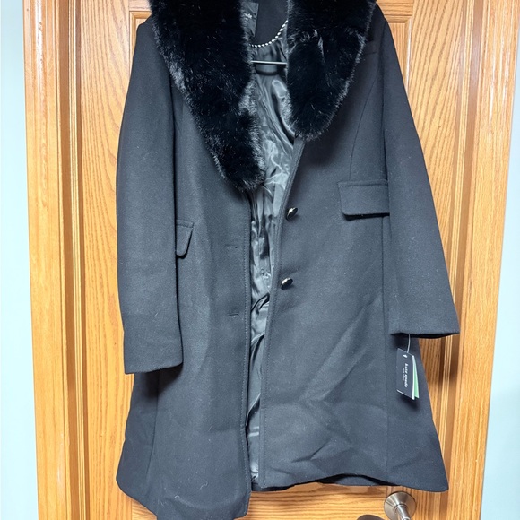 Kate Spade New York Wool blend coat with removable faux fur collar - Picture 6 of 10